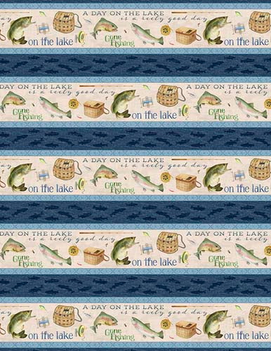 Gone Fishing - A day on the lake - Stripe - border stripe