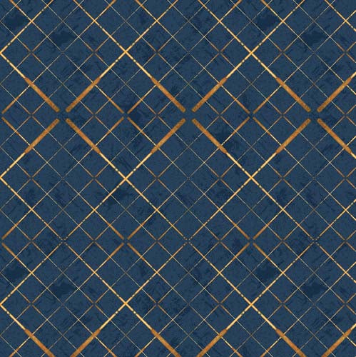 Gone Fishing - Plaid - Dark Blue - Dark Blue & tan bias plaid
