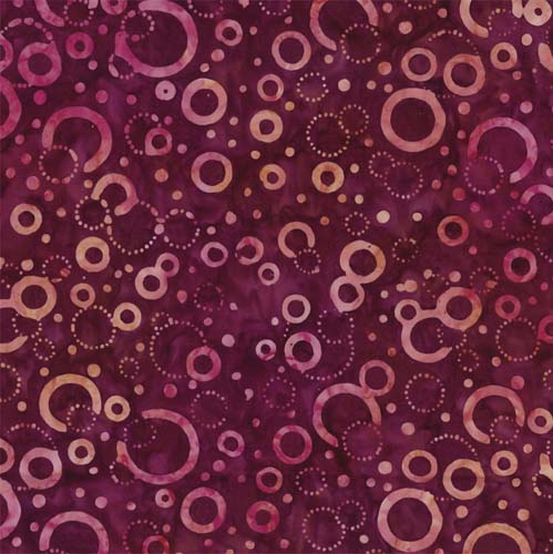 Batik - Color Splash Batiks -Floating Circles - Burgundy - circles on dk red