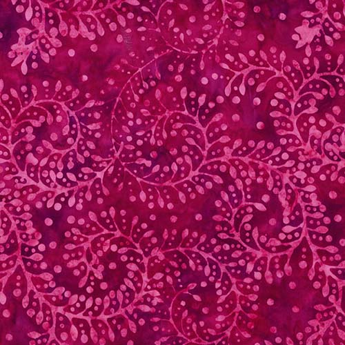 Candy Crush Batik - Curling Leaves - Burgundy - dark pink  swirling fern leaves