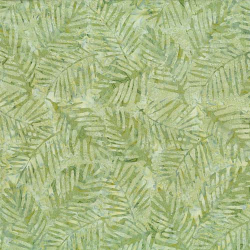 Jade Garden - Palm Leaves - Light  green and blue  on dark green