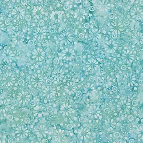 Candy Crush Batik - Dotted Daisies - Aqua - small tone on tone daisies