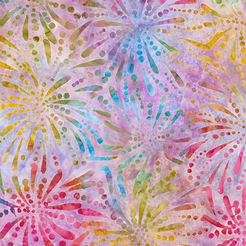 Candy Crush Batik - Fireworks- Multi - multi colored bursts on light purple