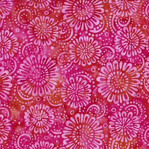 Candy Crush Batik - Daisies -Pink/Orange - Bright pink & orange floral