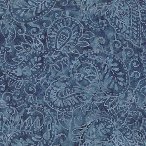 Batik - Blue Smoke - Paisley - Dk Blue - lighter blue paisleys on dark blue