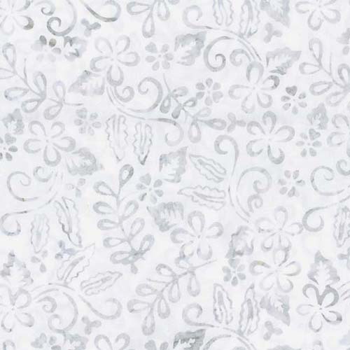 Batik - Blue Smoke -  Plumeria- Cream -  small blue floral on cream
