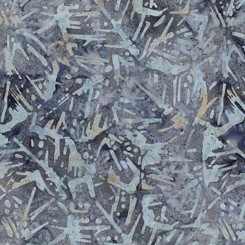 Batik - Blue Smoke - Banana Leaf - Blue/Gray - blue gray leaves w/ lt blue