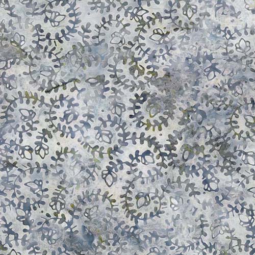Batik - Blue Smoke - Spiral Vines - Blue/Brown- dk blue swirl vines on lt blue
