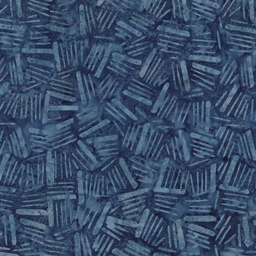 Batik - Blue Smoke - Sticks - Denim - short light blue lines on blue