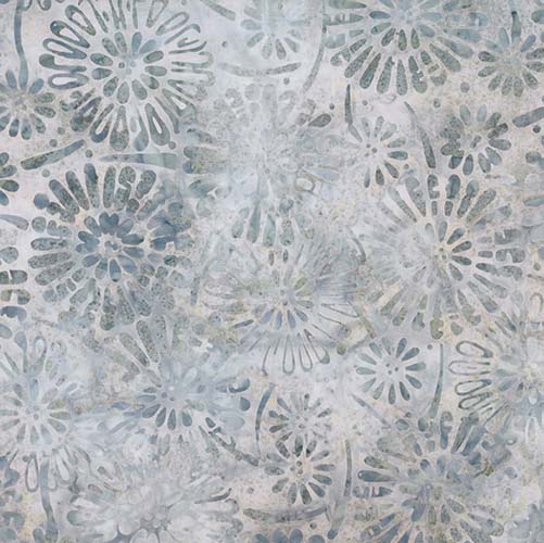 Shoreline Batik - Flower Burst- Ivory - light gray floral