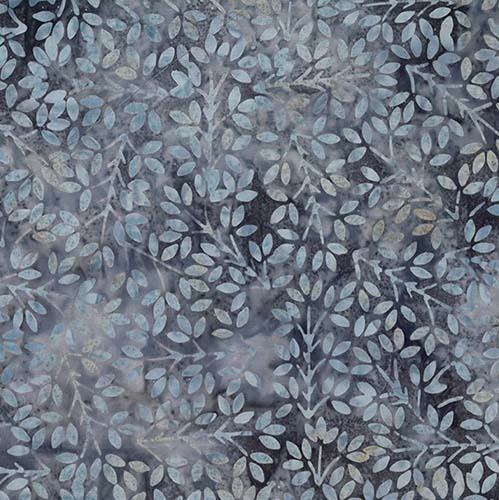 Shoreline Batik - Packed Leaves - Dusty Blue - light blue leaves on dark