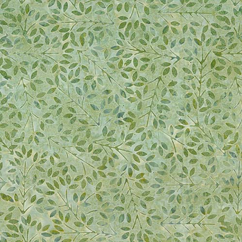 Shoreline Batik - Packed Leaves - Light Green -  leaves on light green