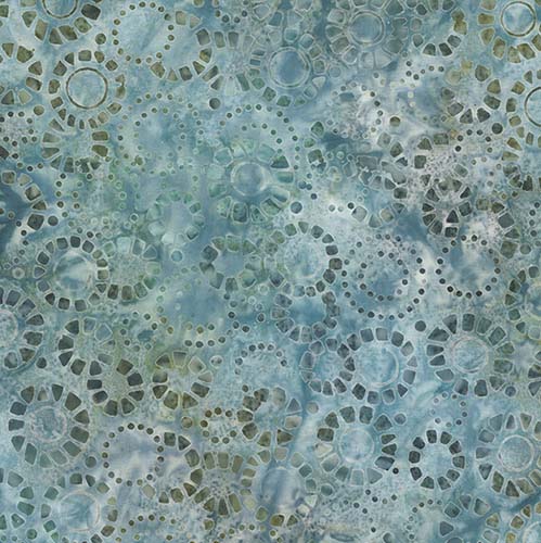 Shoreline Batik - Mosaic Circles - Blue/Green - green & blue circles