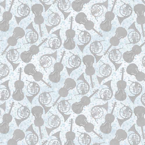 Interlude - Silhouette Instruments-Blue-Gray Silhouettes on Light Blue