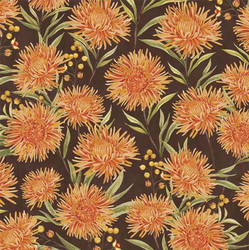 Chickadee Charm - Chrysanthemum - Brown - orange mums on brown