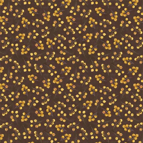 Chickadee Charm - Berry Toss -Brown - golden berries on brown