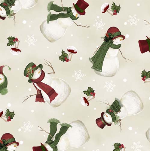 Woodland Snowmen - Tossed Snowmen - Cream - tossed snowmen on cream