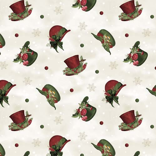 Woodland Snowmen - Hat Toss -Cream - hats tossed on cream