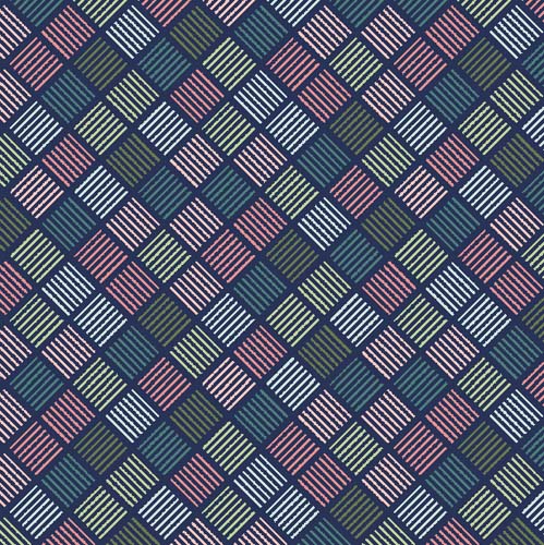 Juliette - Diagonal Stripes -Navy/Multi - multicolored striped boxes on navy