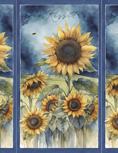 Sunkissed - PANEL  approx. 24inches - Large sunflowers