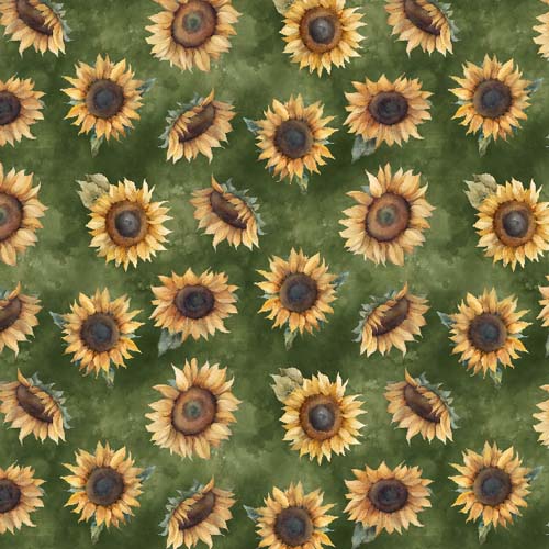 Sunkissed - Sunflowers - Green - tossed sunflowers on green