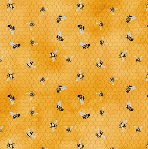 Sunkissed - Bees - Yellow - tossed bees on yellow honeycomb