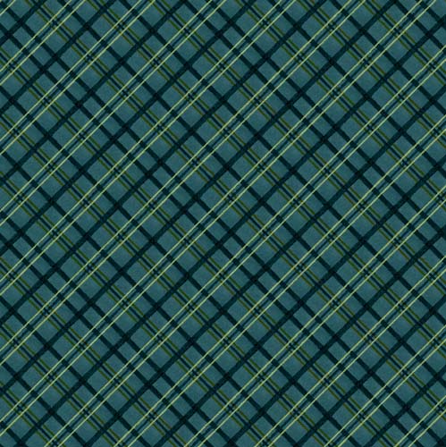 Garden Gate Roosters - Diagonal - Teal - bias plaid  w/ pale green stripe