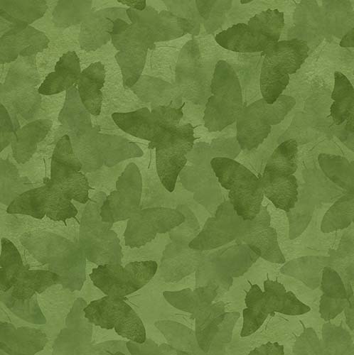 Daydream Garden - Butterflies- Tonal Green - scattered green butterflies