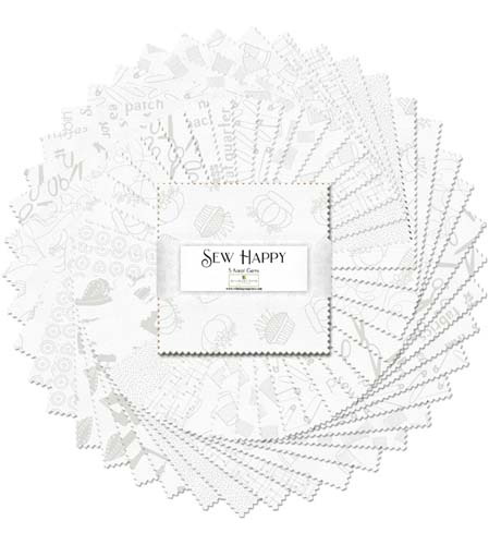 Sew Happy - 5 Karat Gems - 42  5 inch squares - white sewing themed