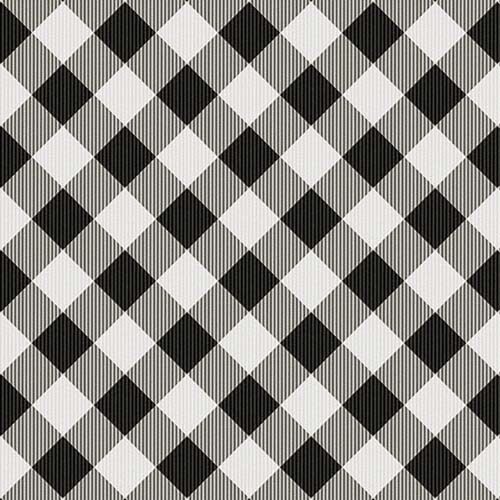 Gnome-antics - Buffalo Plaid - White - diagonal black and white check
