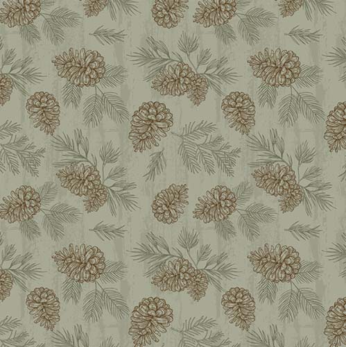 Wildlife Trail - Pinecones & Sprigs - Green - green & brown on green