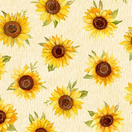 Sunflower Splendor  - Sunflower Toss - Cream - tossed flowers on cream