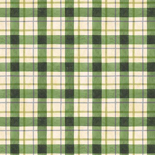 Sunflower Splendor  - Plaid - Cream/Green - green & cream plaid