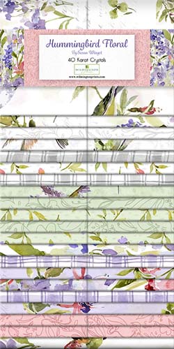 Hummingbird Floral - 40 Karat Crystals - 40 2.5" strips