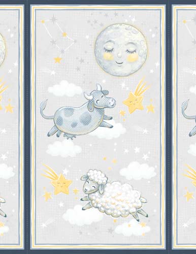 Reach For The Stars - PANEL 24" -  Moon, Stars, cow and sheep