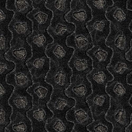 Lockwood Manor - Organic Stripe - Black-gray,tan & cream dots in squiggly shapes