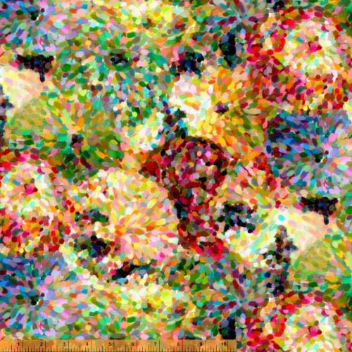 108" Wide Back - Impressionist Floral - bright floral of dots