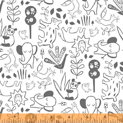 Dream - It's a jungle out there - White - grey line drawings on white