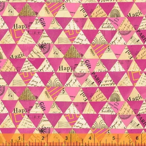Wish Metallics - Collaged Triangles - Hot Pink - pink triangles w/metallic touch