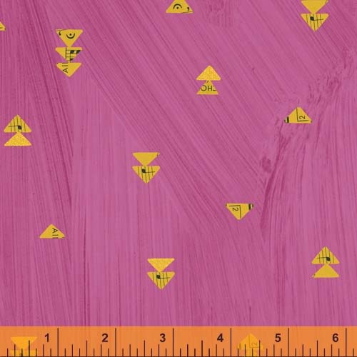 Wish Metallics - Floating triangles - Hot pink - yellow/gold on hot pink