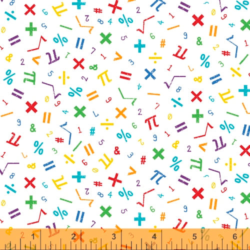 It's Elementary! - Math symbols in bright colors on white background