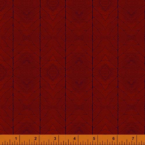 Leaf - navy - basketweave - navy on red