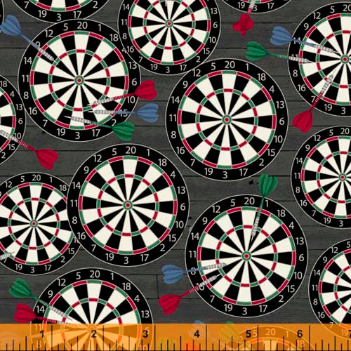 Man Cave - Darts, dart boardson charcoal woodgrain by Rosemarie Lavin