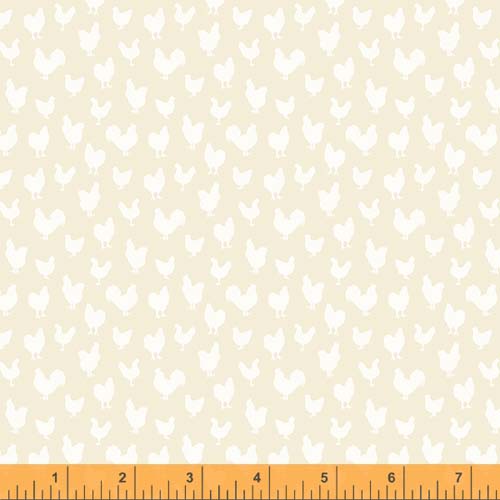 French Vanilla - Chickens - Linen - small off white chickens on natural