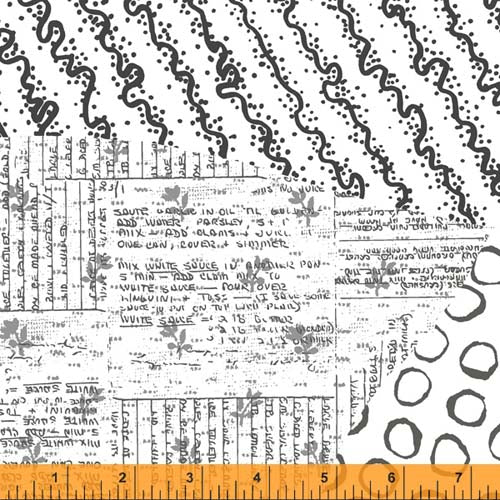 108" Wide Fabric - Makers collage - White - collage of prints by Natalie Barnes