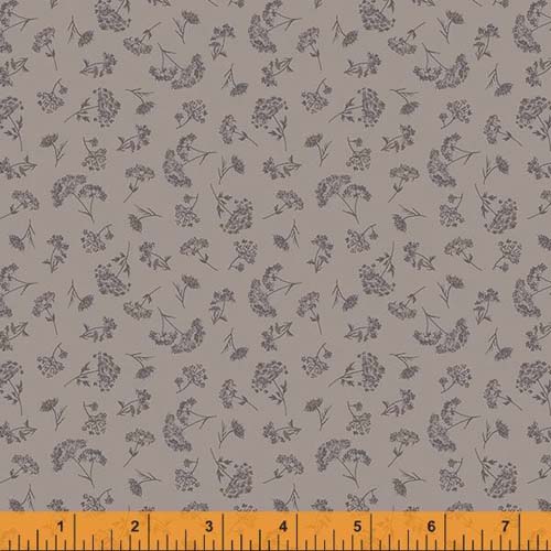 Sketchbook - Lacey Ditsy - Mushroom - small lacey flowers on med. grey