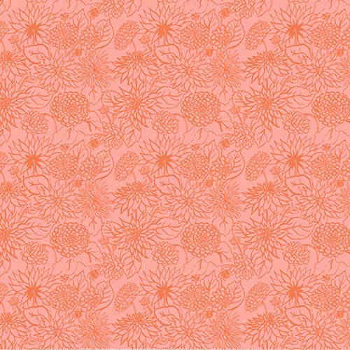 In the Garden - Dahlia Dream - Petal - Coral tone on tone floral