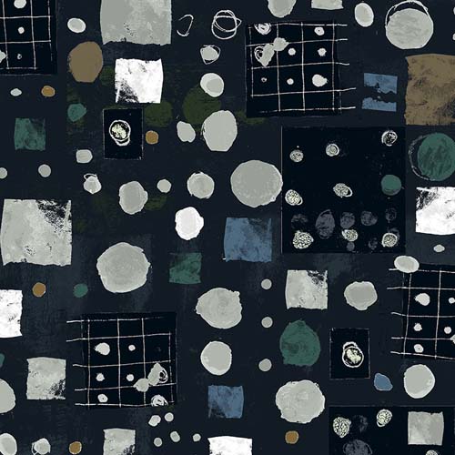 Marble Run - Midnight- Lighter circles & squares on dk blue by Marcia Derse