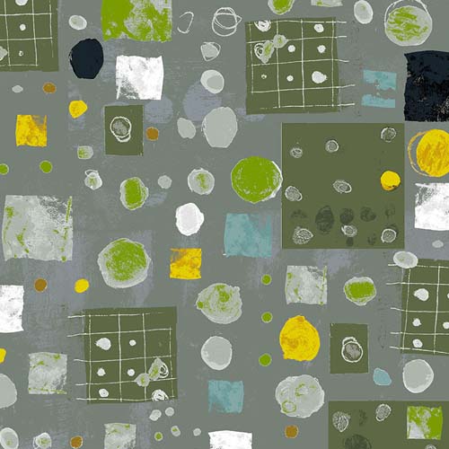 Marble Run - Steely Gray- circles & squares on gray by Marcia Derse