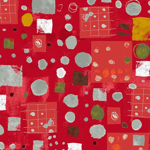 Marble Run - Ruby - lighter circles & squares on red by Marcia Derse